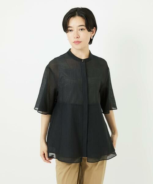 Maison de CINQ / メゾン ドゥ サンク シャツ・ブラウス | [日本製]シアーティアードバンドカラーブラウス | 詳細1