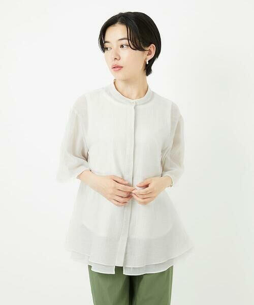 Maison de CINQ / メゾン ドゥ サンク シャツ・ブラウス | [日本製]シアーティアードバンドカラーブラウス | 詳細2