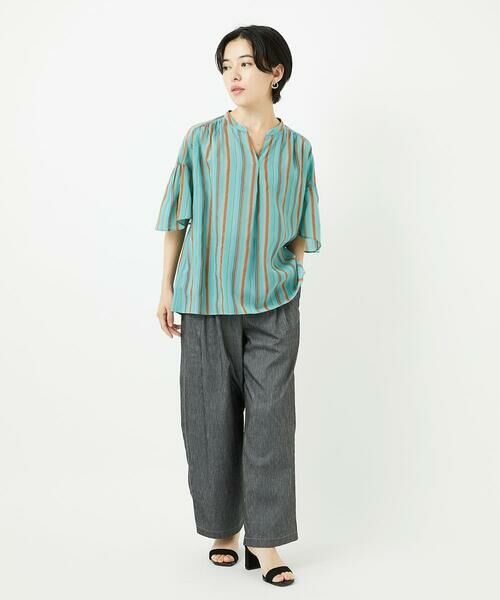 Maison de CINQ / メゾン ドゥ サンク シャツ・ブラウス | [接触冷感]ランダムストライプフレアスリーブブラウス | 詳細16