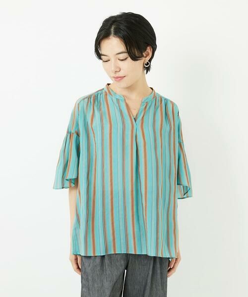 Maison de CINQ / メゾン ドゥ サンク シャツ・ブラウス | [接触冷感]ランダムストライプフレアスリーブブラウス | 詳細3