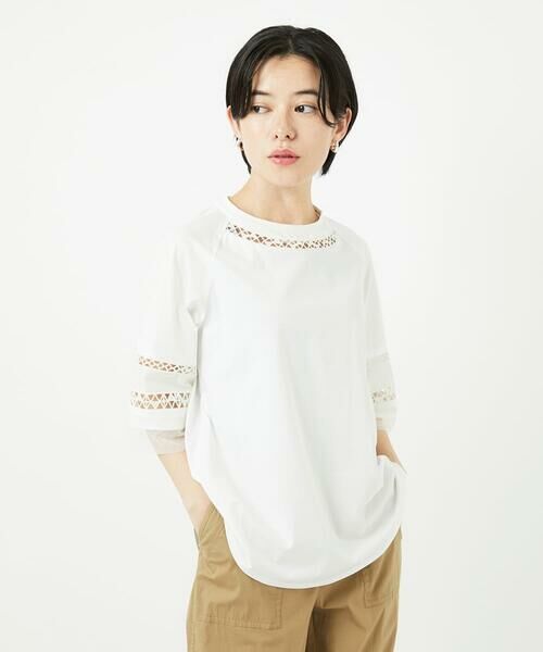 Maison de CINQ / メゾン ドゥ サンク カットソー | チュールエンブロイダリー6分袖カットソー | 詳細2