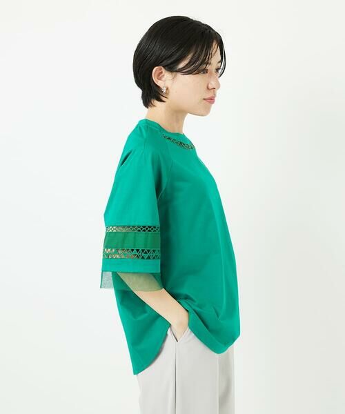 Maison de CINQ / メゾン ドゥ サンク カットソー | チュールエンブロイダリー6分袖カットソー | 詳細5