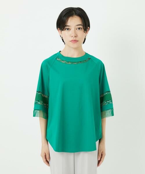 Maison de CINQ / メゾン ドゥ サンク カットソー | チュールエンブロイダリー6分袖カットソー | 詳細6