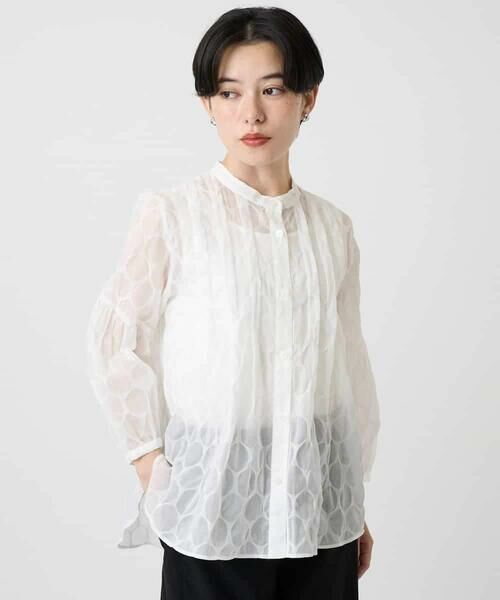 Maison de CINQ / メゾン ドゥ サンク シャツ・ブラウス | 【小さいサイズ】ドットシアータックロングシャツ | 詳細1