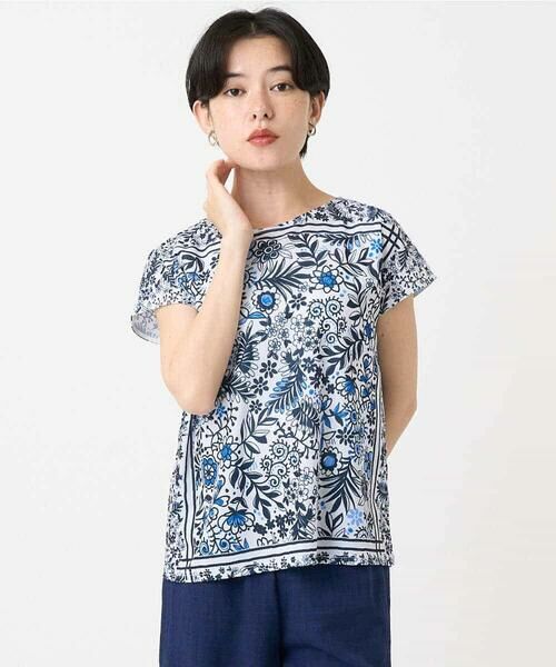 Maison de CINQ / メゾン ドゥ サンク カットソー | 【小さいサイズ】フラワープリントフレンチスリーブカットソー | 詳細1