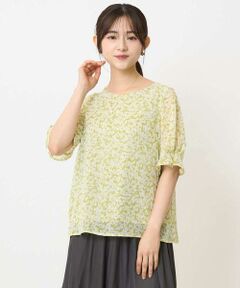 Maison de CINQ / メゾン ドゥ サンク シャツ・ブラウス | 【小さいサイズ】小花柄タックスリーブシフォンブラウス/洗える/セットアップ対応