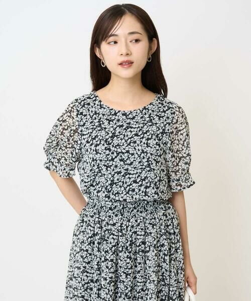 Maison de CINQ / メゾン ドゥ サンク シャツ・ブラウス | 【小さいサイズ】小花柄タックスリーブシフォンブラウス/洗える/セットアップ対応 | 詳細1