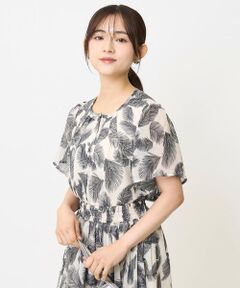 Maison de CINQ / メゾン ドゥ サンク シャツ・ブラウス | 【小さいサイズ】リーフ柄シフォンブラウス/洗える/セットアップ対応