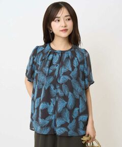 Maison de CINQ / メゾン ドゥ サンク シャツ・ブラウス | 【小さいサイズ】リーフ柄シフォンブラウス/洗える/セットアップ対応