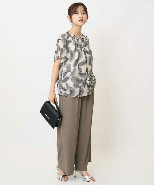 Maison de CINQ / メゾン ドゥ サンク シャツ・ブラウス | 【小さいサイズ】リーフ柄シフォンブラウス/洗える/セットアップ対応 | 詳細18