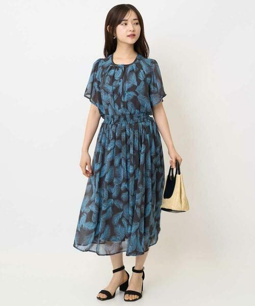 Maison de CINQ / メゾン ドゥ サンク シャツ・ブラウス | 【小さいサイズ】リーフ柄シフォンブラウス/洗える/セットアップ対応 | 詳細3