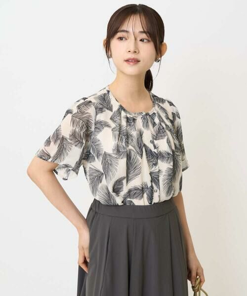 Maison de CINQ / メゾン ドゥ サンク シャツ・ブラウス | 【小さいサイズ】リーフ柄シフォンブラウス/洗える/セットアップ対応 | 詳細6