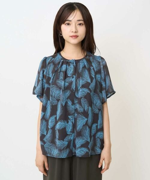 Maison de CINQ / メゾン ドゥ サンク シャツ・ブラウス | 【小さいサイズ】リーフ柄シフォンブラウス/洗える/セットアップ対応 | 詳細8