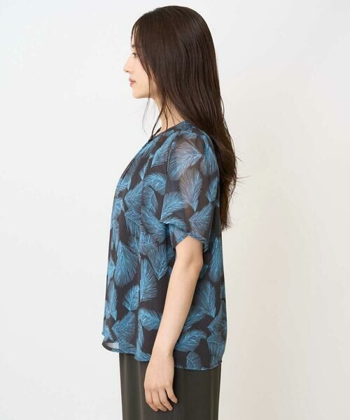 Maison de CINQ / メゾン ドゥ サンク シャツ・ブラウス | 【小さいサイズ】リーフ柄シフォンブラウス/洗える/セットアップ対応 | 詳細9