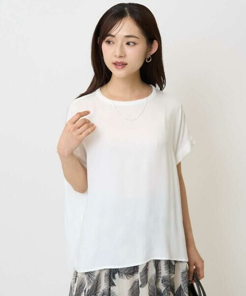 Maison de CINQ / メゾン ドゥ サンク シャツ・ブラウス | 【小さいサイズ】マットサテンTブラウス/接触冷感/洗える | 詳細1