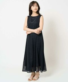 Maison de CINQ / メゾン ドゥ サンク ロング・マキシ丈ワンピース | 【小さいサイズ】幾何レースフレアーワンピース/洗える