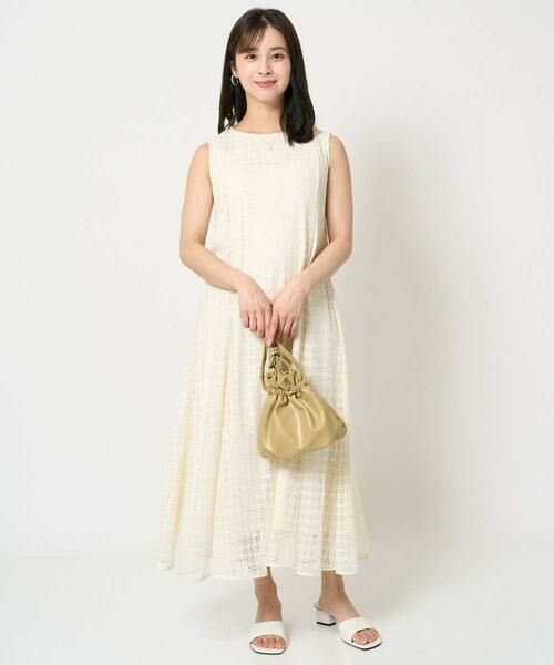 Maison de CINQ / メゾン ドゥ サンク ロング・マキシ丈ワンピース | 【小さいサイズ】幾何レースフレアーワンピース/洗える | 詳細14