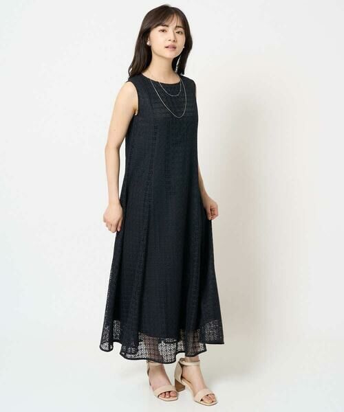 Maison de CINQ / メゾン ドゥ サンク ロング・マキシ丈ワンピース | 【小さいサイズ】幾何レースフレアーワンピース/洗える | 詳細24