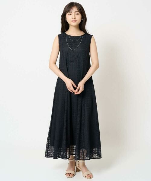 Maison de CINQ / メゾン ドゥ サンク ロング・マキシ丈ワンピース | 【小さいサイズ】幾何レースフレアーワンピース/洗える | 詳細25