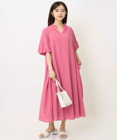 Maison de CINQ / メゾン ドゥ サンク ロング・マキシ丈ワンピース | 【小さいサイズ】ソフトコットンボリュームスリーブワンピース/洗える