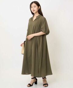 Maison de CINQ / メゾン ドゥ サンク ロング・マキシ丈ワンピース | 【小さいサイズ】ソフトコットンボリュームスリーブワンピース/洗える