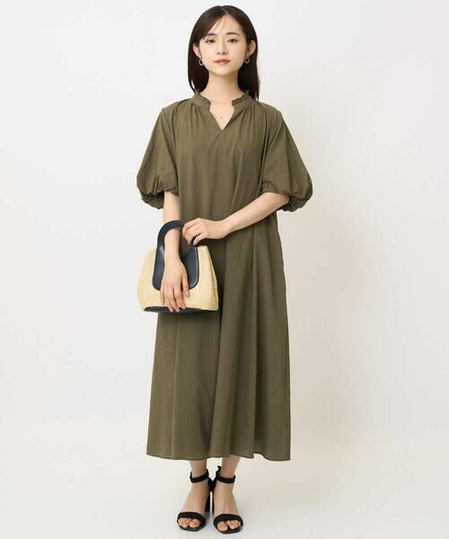 Maison de CINQ / メゾン ドゥ サンク ロング・マキシ丈ワンピース | 【小さいサイズ】ソフトコットンボリュームスリーブワンピース/洗える | 詳細15