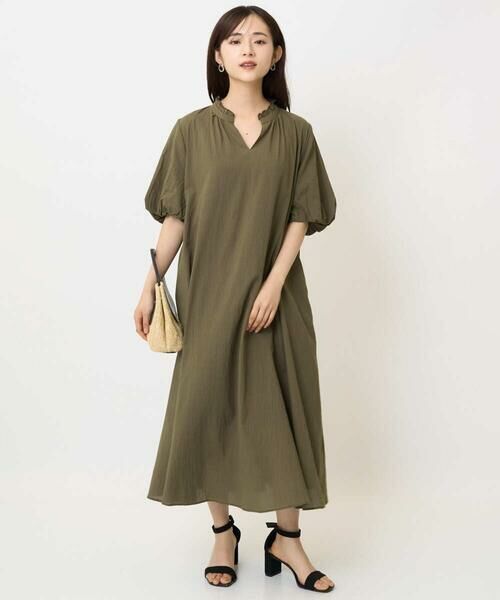 Maison de CINQ / メゾン ドゥ サンク ロング・マキシ丈ワンピース | 【小さいサイズ】ソフトコットンボリュームスリーブワンピース/洗える | 詳細2