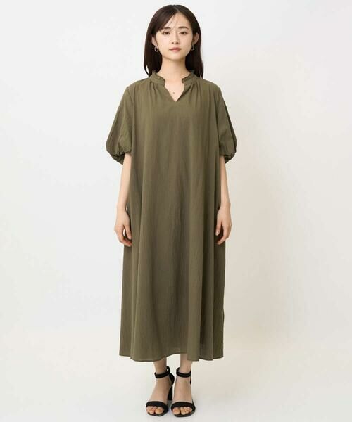 Maison de CINQ / メゾン ドゥ サンク ロング・マキシ丈ワンピース | 【小さいサイズ】ソフトコットンボリュームスリーブワンピース/洗える | 詳細3