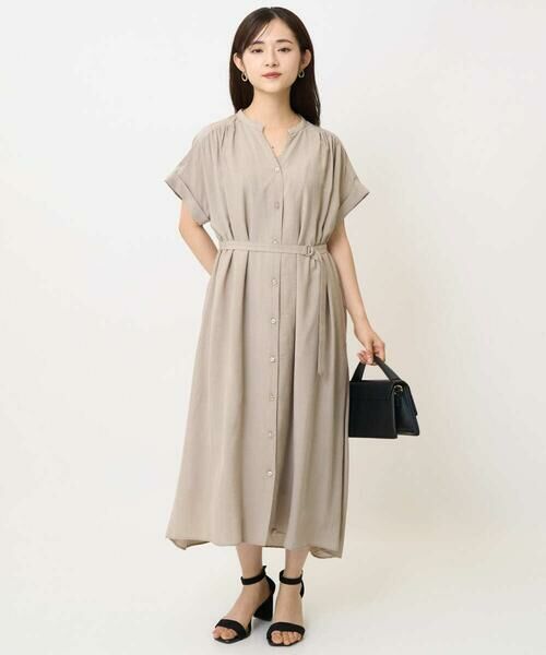 【新品・タグ付き】カデュネ ベルト付き ロングワンピース キーネック カーキ 楽天市場】ベルト付キーネックポケットワンピース レディース