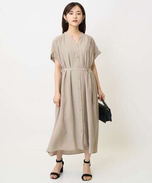 Maison de CINQ / メゾン ドゥ サンク ロング・マキシ丈ワンピース | 【小さいサイズ】ベルト付きキーネックワンピース/洗える | 詳細15