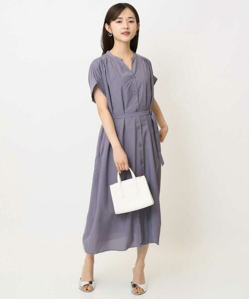 Maison de CINQ / メゾン ドゥ サンク ロング・マキシ丈ワンピース | 【小さいサイズ】ベルト付きキーネックワンピース/洗える | 詳細20