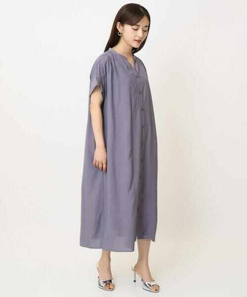 Maison de CINQ / メゾン ドゥ サンク ロング・マキシ丈ワンピース | 【小さいサイズ】ベルト付きキーネックワンピース/洗える | 詳細24