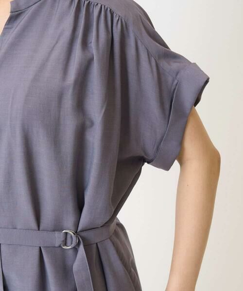 Maison de CINQ / メゾン ドゥ サンク ロング・マキシ丈ワンピース | 【小さいサイズ】ベルト付きキーネックワンピース/洗える | 詳細7