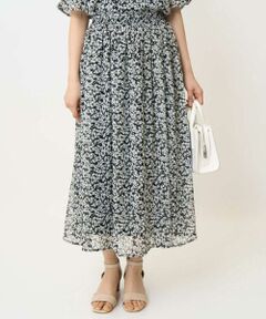 Maison de CINQ / メゾン ドゥ サンク ロング・マキシ丈スカート | 【小さいサイズ】小花柄シフォンスカート/丈の長さが選べる/洗える/セットアップ対応
