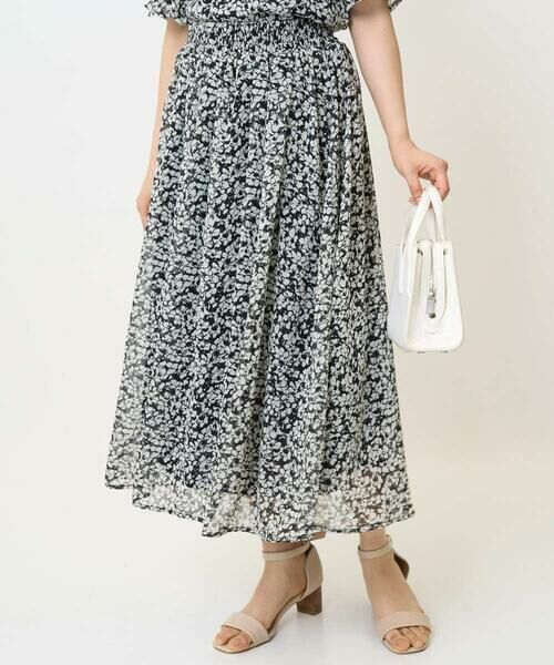Maison de CINQ / メゾン ドゥ サンク ロング・マキシ丈スカート | 【小さいサイズ】小花柄シフォンスカート/丈の長さが選べる/洗える/セットアップ対応 | 詳細1