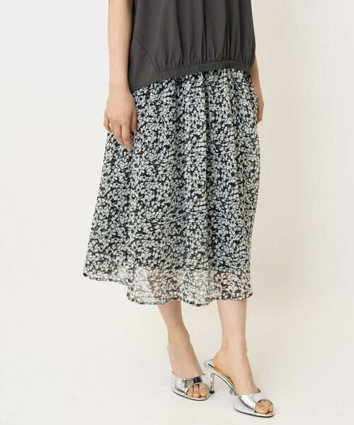 Maison de CINQ / メゾン ドゥ サンク ロング・マキシ丈スカート | 【小さいサイズ】小花柄シフォンスカート/丈の長さが選べる/洗える/セットアップ対応 | 詳細9