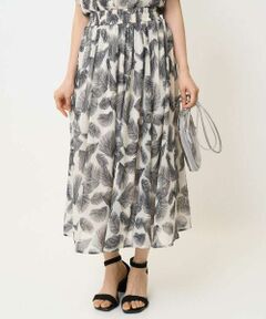 Maison de CINQ / メゾン ドゥ サンク ロング・マキシ丈スカート | 【小さいサイズ】リーフ柄シフォンスカート/丈の長さが選べる/洗える/セットアップ対応