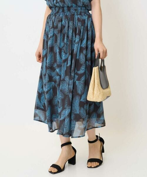 Maison de CINQ / メゾン ドゥ サンク ロング・マキシ丈スカート | 【小さいサイズ】リーフ柄シフォンスカート/丈の長さが選べる/洗える/セットアップ対応 | 詳細10
