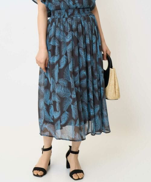 Maison de CINQ / メゾン ドゥ サンク ロング・マキシ丈スカート | 【小さいサイズ】リーフ柄シフォンスカート/丈の長さが選べる/洗える/セットアップ対応 | 詳細11