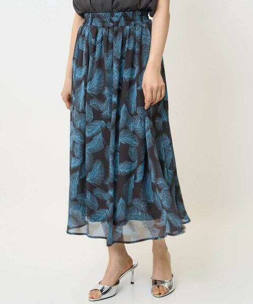 Maison de CINQ / メゾン ドゥ サンク ロング・マキシ丈スカート | 【小さいサイズ】リーフ柄シフォンスカート/丈の長さが選べる/洗える/セットアップ対応 | 詳細2