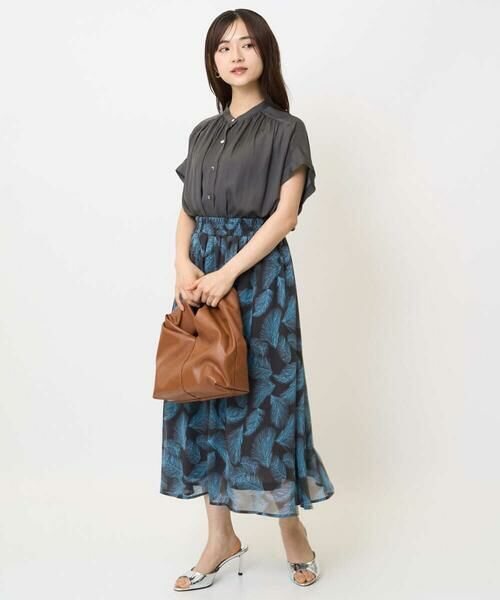 Maison de CINQ / メゾン ドゥ サンク ロング・マキシ丈スカート | 【小さいサイズ】リーフ柄シフォンスカート/丈の長さが選べる/洗える/セットアップ対応 | 詳細25