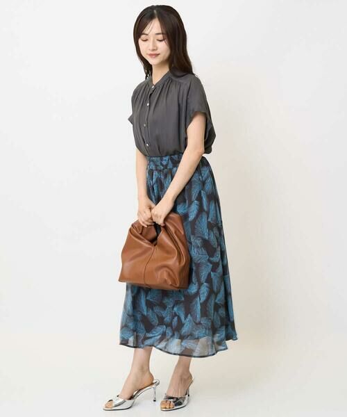 Maison de CINQ / メゾン ドゥ サンク ロング・マキシ丈スカート | 【小さいサイズ】リーフ柄シフォンスカート/丈の長さが選べる/洗える/セットアップ対応 | 詳細26