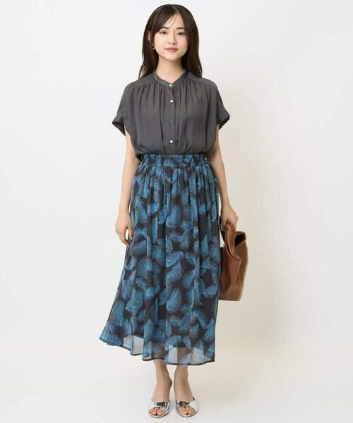 Maison de CINQ / メゾン ドゥ サンク ロング・マキシ丈スカート | 【小さいサイズ】リーフ柄シフォンスカート/丈の長さが選べる/洗える/セットアップ対応 | 詳細27