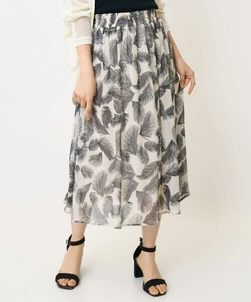 Maison de CINQ / メゾン ドゥ サンク ロング・マキシ丈スカート | 【小さいサイズ】リーフ柄シフォンスカート/丈の長さが選べる/洗える/セットアップ対応 | 詳細9