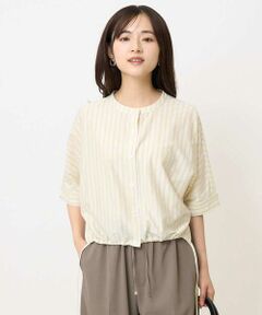 Maison de CINQ / メゾン ドゥ サンク カットソー | 【小さいサイズ】先染めストライプ柄ドロストデザインカットソー/洗える