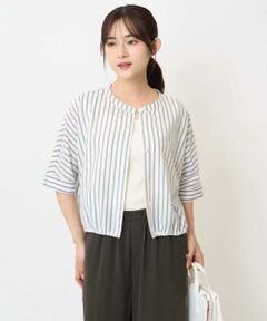 Maison de CINQ / メゾン ドゥ サンク カットソー | 【小さいサイズ】先染めストライプ柄ドロストデザインカットソー/洗える