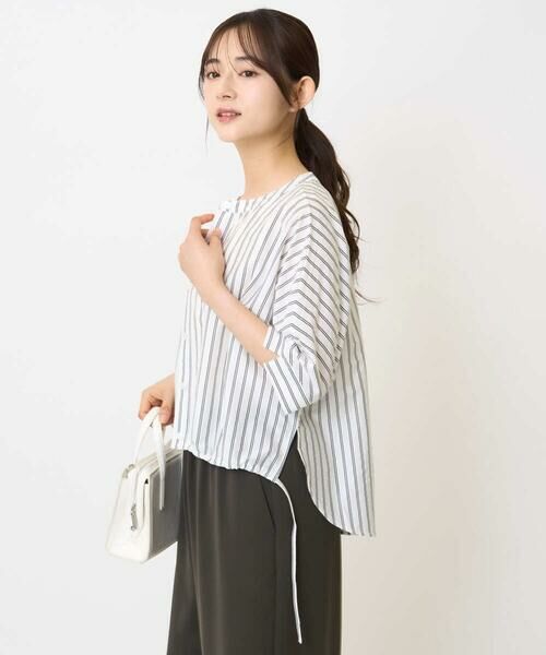 Maison de CINQ / メゾン ドゥ サンク カットソー | 【小さいサイズ】先染めストライプ柄ドロストデザインカットソー/洗える | 詳細2