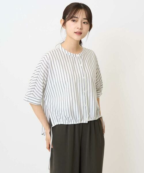 Maison de CINQ / メゾン ドゥ サンク カットソー | 【小さいサイズ】先染めストライプ柄ドロストデザインカットソー/洗える | 詳細3