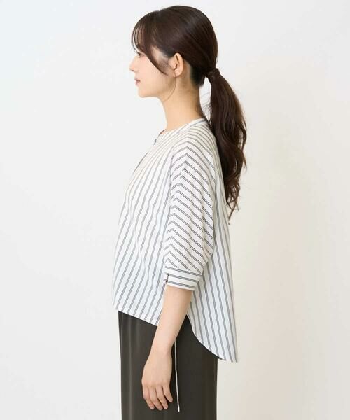Maison de CINQ / メゾン ドゥ サンク カットソー | 【小さいサイズ】先染めストライプ柄ドロストデザインカットソー/洗える | 詳細5