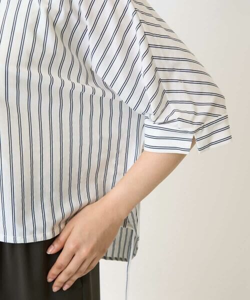 Maison de CINQ / メゾン ドゥ サンク カットソー | 【小さいサイズ】先染めストライプ柄ドロストデザインカットソー/洗える | 詳細8